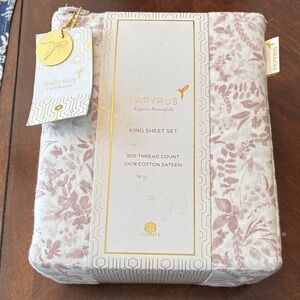 Papyrus King Sheet Set - Soft Pink Floral bnwt